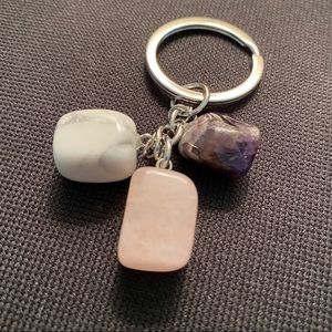 Keychain with Polished Stones Crystals